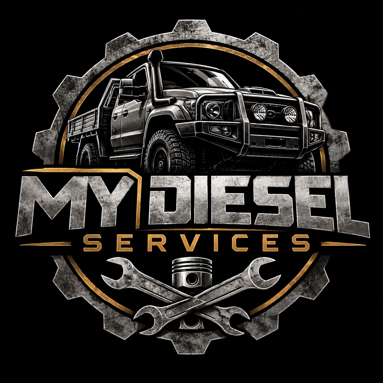 MY Diesel Services original four-wheel-drive and gear logo